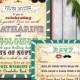 Vintage Printable Carnival Wedding Invitation and RSVP card for a Circus, Carnival theme, Kiss and Mustache, Mr. and Mrs.
