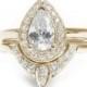 Pear Shaped Diamond Engagement Ring with Matching Side Diamond Band - The 3rd Eye