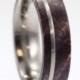Purple Wood Ring using Box Elder Burl with Titanium Pinstripe, Titanium Wood Wedding Band