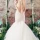 JOL332 Exiquisite backless lace mermaid tulle bottom wedding dress