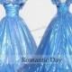 Cinderella Prom Dress Butterfly Ball Gown Blue 2016 Real Sample Pageant Dresses Corset Back/Custom Made 0484
