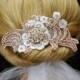 Wedding Flower Headband Rose Gold Rhinestone Pearl Headpiece Wedding Hair Headpiece Bridal Headpiece Wedding Hair Piece Rose Gold Hair Comb