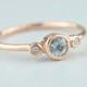 Rose Gold Aquamarine and Diamond Ring 14k Gold Natural Aquamarine Diamond Gold Ring Aquamarine Engagement Ring Alternative Engagement Ring