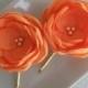 Small Orange flowers in handmade, Tangerine hair clip shoe clip Bobby Pin Alligator Clip, Bridesmaids hair flower Weddings Dress Brooch Sash
