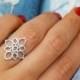Lotus Diamond Ring, Unique Engagement Ring, 14K White Gold Ring, Pave Diamond Ring, Cluster Ring, Flower Ring, Vintage Rings