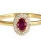 Mini Diana Ring Oval Ruby and Diamonds Ring - Stacking rings, engagement ring. 14k solid gold, Ruby sapphire,