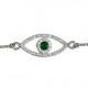 Evil Eye Diamond Bracelet With Green Emerald , 14K solid gold.