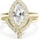 Marquise Diamond Engagement Ring with Matching Side Diamond Band - The 3rd Eye