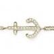 Diamond Anchor Pendant Braclet14k solid gold - Nautical jewelry - Navy diamond bracelet
