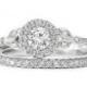 Rome Crown Unique Diamond Engagement Ring with Matching Pave Diamonds Ring - Diamond Wedding Ring set