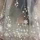 Pearls and Roses Embelishment Viel, First Communion Veil, Flower Girl Veil, White Girl Veil, Wide 27 inch veil