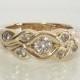 Modern Diamond Engagement Ring 14k Yellow Gold Size 7 Round Brilliant Diamonds .57 Carats Total Weight Flower Design Bridal Wedding Ring