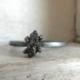 oxidazed sterlimg silver- uncut natural black diamond ring size 7- one of a kind engagement-promise ring
