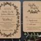 Rustic Recycled Wedding Invitation / 'Vintage Wreath' Elegant Botanical Modern Vintage Invite  / Kraft Manilla Brown Card / ONE SAMPLE