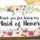 Maid of Honor Thank You Card, Thank You For Being My Maid of Honor, Wedding Thank You Card, Thank You Maid of Honor, Bridesmaid Card