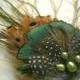 Pheasant retro feather fascinator hairclip with freshwater pearl