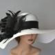 Off White Black Wedding Hat Kentucky Derby Hat Fascinator  Wedding Accessory Cocktail Hat Bridal Hat Tea Hat Party Hat