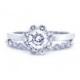 Ring, Flower Wedding Set, Diamond Flower Rings, Engagement Ring and Wedding Set, Diamond Engagement Ring, Diamond Ring W/Halo 