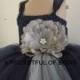 Flower Girl Dress Navy and Silver, Navy and Gray Flower Girl Tutu Dress, Navy Tulle Dress
