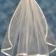 Light Ivory First Communion Veil on Clip Barrette with Satin Flowers Ribbon Edge  20 Inches Long  First Eucharest 75662