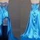 Blue High Low Silver Beading Sweetheart Prom Dress/Sexy Luxury Satin Party Dress/Long Prom Dress/Homecoming Dress/Wedding Party Dress DH180