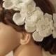 Bridal Head piece, Bridal Hair Comb, Wedding Hair Comb, bridal Fascinator, Bridal Hair Clip, Wedding Fascinator, Ivory lace flo