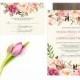 Floral Wedding Invitation Set - Do-It-Yourself - Printable -  Pink Peonies Roses - Flower Wedding Invitations - Rustic Bohemian - Olivia