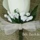 Ivory cream Rose Boutonniere  Groom groomsman bridal silk wedding flowers