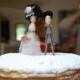 Cake Topper Couple-Custom Personalized to look like you-Hair color-dress-suit-bow tie and flowers