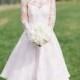 H1683 Vintage inspired 1950s illusion lace long sleeved short wedding dress