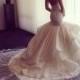H1688 stunning spaghetti straps lace mermaid tiered wedding dress