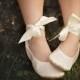 Satin Ballerina Flower Girl Shoe, Ivory Satin Flower Girl Shoe, Ivory Flower Girl Ballet Shoe, Flower Girl Ballerina Slipper, Wedding Shoe