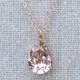 Swarovski Blush Pink Teardrop Crystal Rose Gold Necklace, Simple Bridal Jewelry, Wedding Necklace, Bridesmaids Gifts, Tear Pendant
