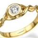 Diamond Engagement Ring, Halo Ring, 14K Yellow Gold Ring, Braided Ring, Braided Band, Woman Ring, Wedding Ring, Bridal Jewelry, Band Ring
