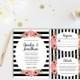 Black and White Stripe Wedding Invitation with Floral Details - Invite, Details, and RSVP Cards
