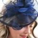 Navy Blue Fascinator, Womens Tea Party Hat, Church Hat, Derby Hat, Fancy Hat, Royal Blue Hat, Tea Party Hat,wedding hat