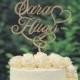 Wedding Cake Topper Monogram Linden Wood Cake Topper Design Personalized with YOUR First Names 048