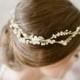 TANNITH Wedding Hair Vine, Bridal hair vine, gold vine headpiece, pearl headpiece, twig and vine bridal headpiece, wedding hair accessory