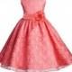 Wedding Floral Lace Overlay coral flower girl dress toddler baby special occasions bridesmaid toddler size 6-9m 12-18m 2 4 6 8 10 12 