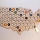 USA Beer Cap Map - SALE - United States Glossy Birch Wood Bottle Cap Map - Made In USA - Great Gift Idea