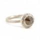 Women's Engagement 14K Champagne Gold Rustic Natural Brown Diamond Ring with Diamond Halo
