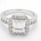 Art Deco Engagement Ring Wedding Ring Vintage Inspired Asscher Cut Solitaire Ring With Accents size 5 6 7 8 9 10 - MC1079541AZ