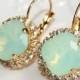 Mint Opal Earrings,Mint Green Earrings,Rhinestone Swarovski Earrings,Seafoam Earrings,Chrysolite Opal Bridal Earrings,Boucles d'oreilles