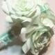 Mint green and white bridal bouquet, Handmade paper Rose wedding bouquet, Toss bouquet, Alternative bouquet, Coffee filter Flower bouquet