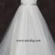 Simple Strapless Ivory Tulle A-line Wedding Gown with Ruched sweetheart neckline