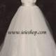 Timeless Victorian Princess Strapless Champagne Lace Ball Gown Wedding Gown