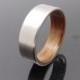 Wood and Titanium ring Bog Oak wood ring with Satin Titanium
