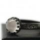 White Moonstone Engagement Ring, Oxidized Renaissance Ring, Black Floral Band, Natural Gemstone, Handforged Silver Ring