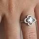 14k Lucky Charm Engagement Ring - 1.5ct Halo Engagement Ring - Art Deco Ring - 14k Clover Ring - 14k Promise Ring
