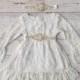White Flower Girl Dress, Crystal Rhinstone belt, Ivory lace dress, Boho, Toddler Dress, Baby Dress, Birthday Dress, Beach Wedding